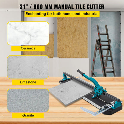 31-Zoll-Fliesenschneider, Einzelschiene, manueller Fliesenschneider, 3/5-Zoll-Abdeckung mit präziser Laserpositionierung, manueller Fliesenschneider, Präzisionsschneidwerkzeuge