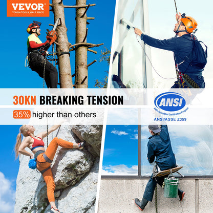 Vertical Lifeline 150 fot (45,7 m) utomhusklätterrep svart och gult