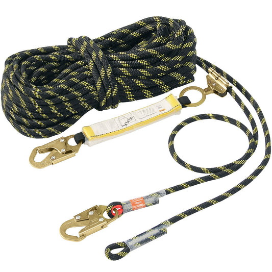 Vertical Lifeline 150 fot (45,7 m) utomhusklätterrep svart och gult