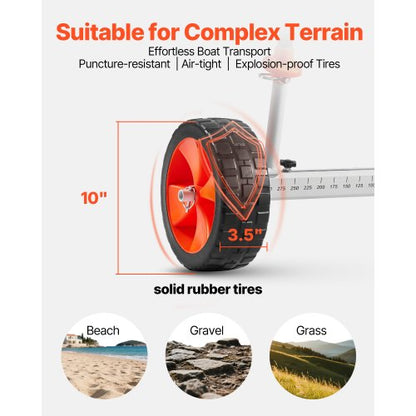 Kajakvagn, 104 kg lastkapacitet, Kanotvagn med 25,4 cm massiva PU-däck och stöd, Monteras och demonteras inom några sekunder, Paddleboardvagn för kajaker, kanoter, paddleboards |  EU