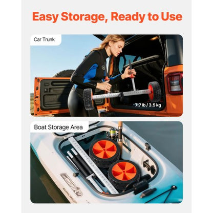 Kajakvagn, 104 kg lastkapacitet, Kanotvagn med 25,4 cm massiva PU-däck och stöd, Monteras och demonteras inom några sekunder, Paddleboardvagn för kajaker, kanoter, paddleboards |  EU