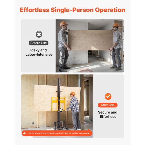 Gipslyft, Kraftig 68 kg gipslyft för tak- och vägginstallation, Gipsinstallation för en person, 1219x4878 mm Max. Vertikal panellyft med hjul, Enkel transport (Gul) |  EU