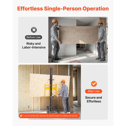 Gipslyft, Kraftig 68 kg gipslyft för tak- och vägginstallation, Gipsinstallation för en person, 1219x4878 mm Max. Vertikal panellyft med hjul, Enkel transport (Gul) |  EU