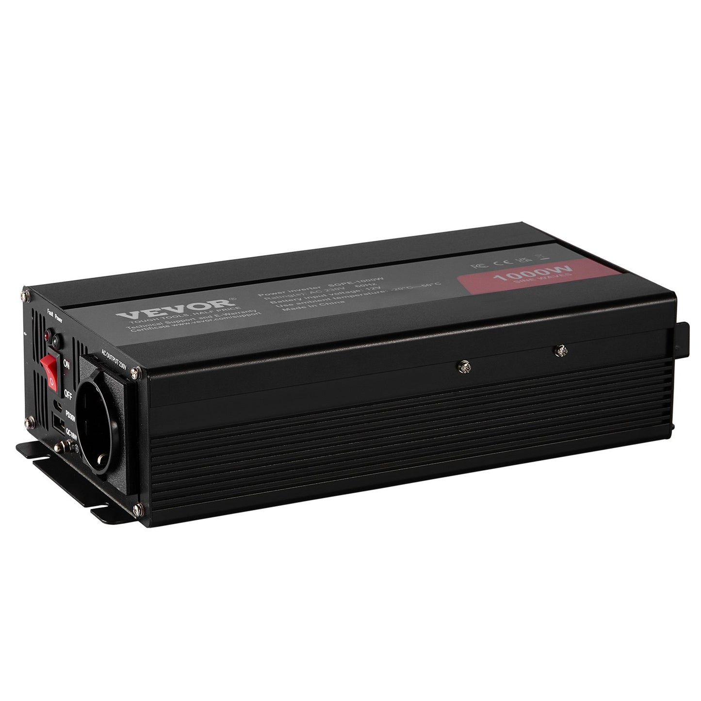 Pure Sine Wave Power Inverter 1000W DC12V till AC230V Fjärrkontroll CE FCC