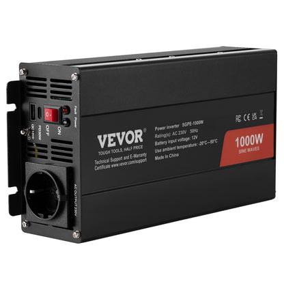Pure Sine Wave Power Inverter 1000W DC12V till AC230V Fjärrkontroll CE FCC