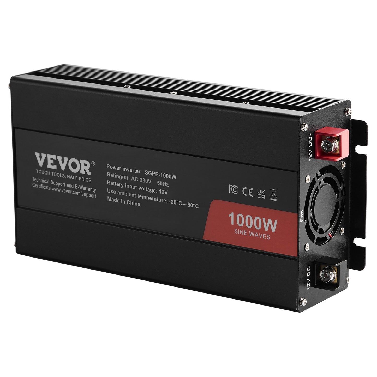 Pure Sine Wave Power Inverter 1000W DC12V till AC230V Fjärrkontroll CE FCC
