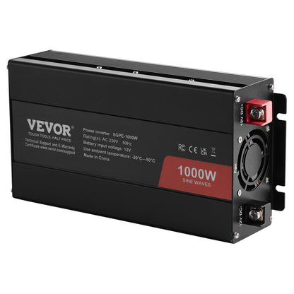Pure Sine Wave Power Inverter 1000W DC12V till AC230V Fjärrkontroll CE FCC