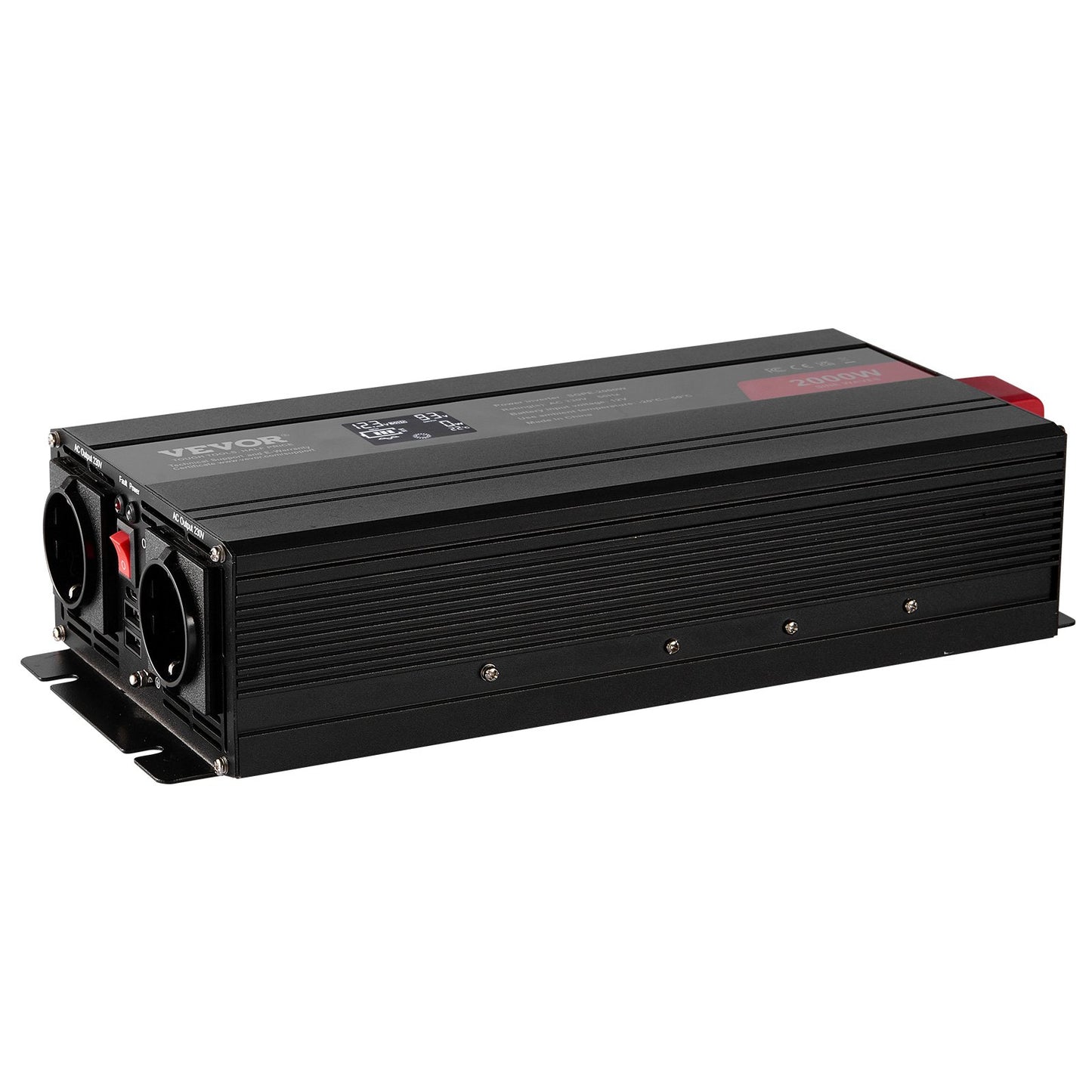 Pure Sine Wave Power Inverter 2000W DC12V till AC230V LCD-fjärrkontroll CE