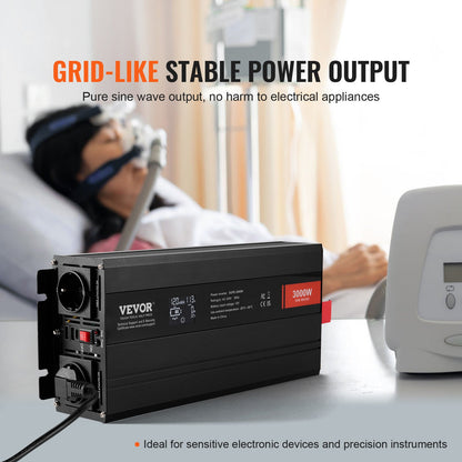 Pure Sine Wave Power Inverter 3000W DC12V till AC230V LCD-fjärrkontroll CE