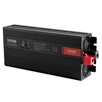Pure Sine Wave Power Inverter 3000W DC12V till AC230V LCD-fjärrkontroll CE