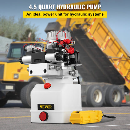 12V DC Double Acting Double Solenoid Hydraulic Power Pack 4.5L Tank