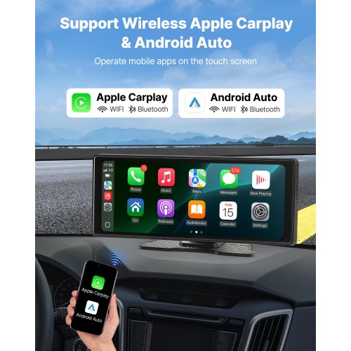 Bilstereo Radio CarPlay Pekskärm 10 tum Apple Android Auto Bluetooth