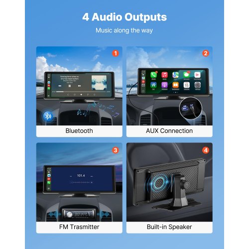Bilstereo Radio CarPlay Pekskärm 10 tum Apple Android Auto Bluetooth