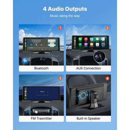 Bilstereo Radio CarPlay Pekskärm 10 tum Apple Android Auto Bluetooth