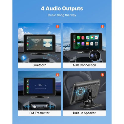 Bilstereo Radio CarPlay Pekskärm 7-tums Apple Android Automatisk backkamera