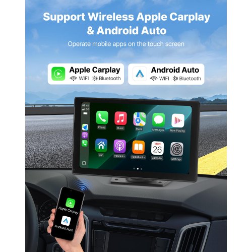 Bilstereo Radio CarPlay Pekskärm 9-tums Apple Android Automatisk backkamera