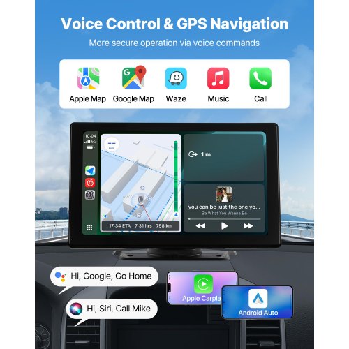Bilstereo Radio CarPlay Pekskärm 9-tums Apple Android Fram-/bakkamera