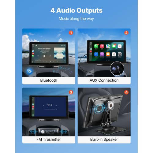Bilstereo Radio CarPlay Pekskärm 9-tums Apple Android Fram-/bakkamera