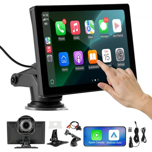 Bilstereo Radio CarPlay Pekskärm 9-tums Apple Android Fram-/bakkamera