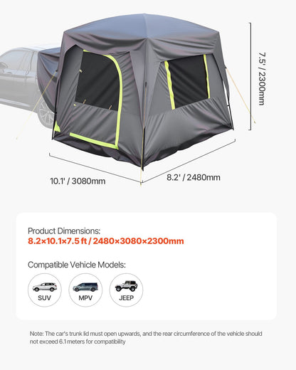SUV Camping Tent Outdoor SUV Tent with Rainfly Waterproof for 5-8 People