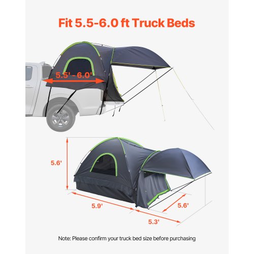 truck tent 5.5-6.0 feet Waterproof PU2000 truck bed camping tent 2-3 people