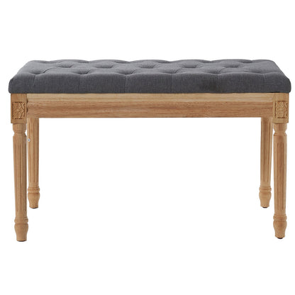 Stoppad bänk, 16" W ottomansk bänk, sängslutsbänk med skummad kudde och ben av gummi, tuftad fotstöd Pall Entrébänk för matsal, vardagsrum, sovrum, hall, grå