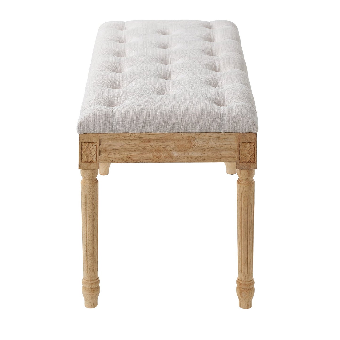 Gepolsterte Bank, 40,6 cm breite Ottomanenbank, Bettbank mit Schaumstoffkissen und Beinen aus Gummibaumholz, getufteter Fußhocker, Eingangsbank für Esszimmer, Wohnzimmer, Schlafzimmer, Flur, Beige
