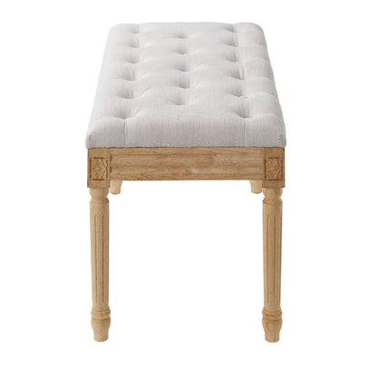 Gepolsterte Bank, 40,6 cm breite Ottomanenbank, Bettbank mit Schaumstoffkissen und Beinen aus Gummibaumholz, getufteter Fußhocker, Eingangsbank für Esszimmer, Wohnzimmer, Schlafzimmer, Flur, Beige