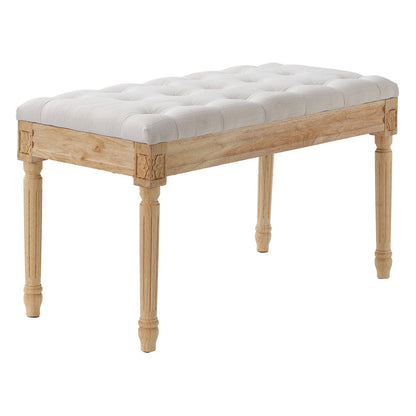 Gepolsterte Bank, 40,6 cm breite Ottomanenbank, Bettbank mit Schaumstoffkissen und Beinen aus Gummibaumholz, getufteter Fußhocker, Eingangsbank für Esszimmer, Wohnzimmer, Schlafzimmer, Flur, Beige