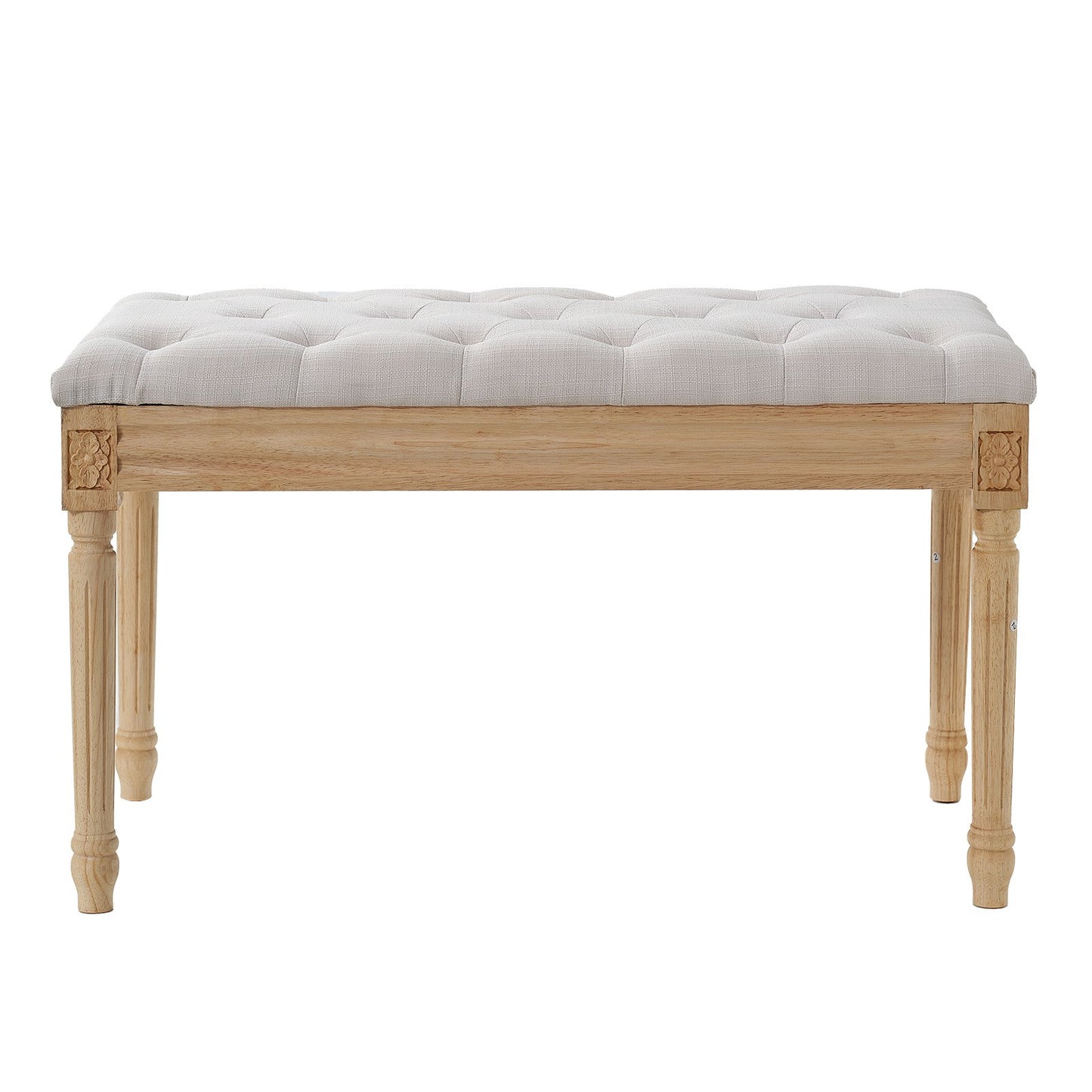 Gepolsterte Bank, 40,6 cm breite Ottomanenbank, Bettbank mit Schaumstoffkissen und Beinen aus Gummibaumholz, getufteter Fußhocker, Eingangsbank für Esszimmer, Wohnzimmer, Schlafzimmer, Flur, Beige