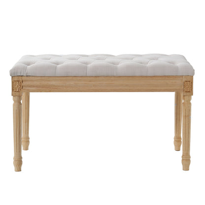 Gepolsterte Bank, 40,6 cm breite Ottomanenbank, Bettbank mit Schaumstoffkissen und Beinen aus Gummibaumholz, getufteter Fußhocker, Eingangsbank für Esszimmer, Wohnzimmer, Schlafzimmer, Flur, Beige