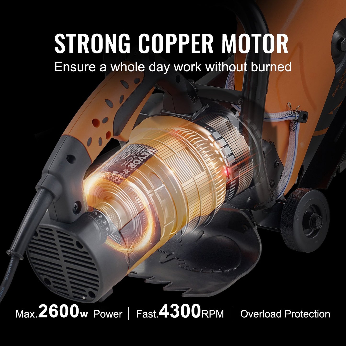 14'' Electric Concrete Saw Wet/Dry Saw Cutter with Water Pump and Blade