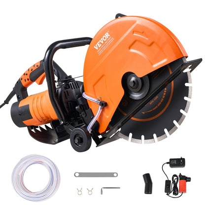 14'' Electric Concrete Saw Wet/Dry Saw Cutter with Water Pump and Blade