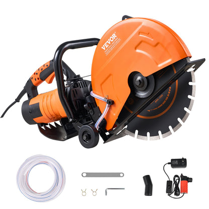 14'' Electric Concrete Saw Wet/Dry Saw Cutter with Water Pump and Blade