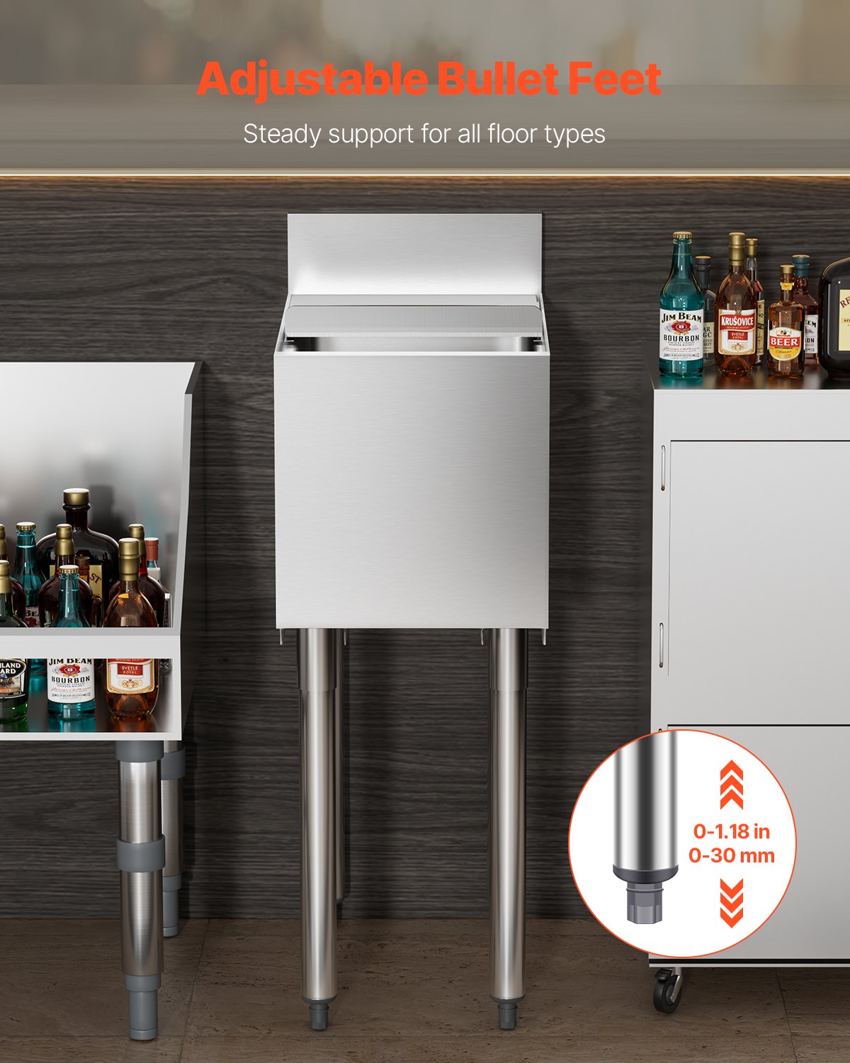 Commercial Ice Bin 28 L Underbar Ice Bin med Skjutlock Flaskhållare