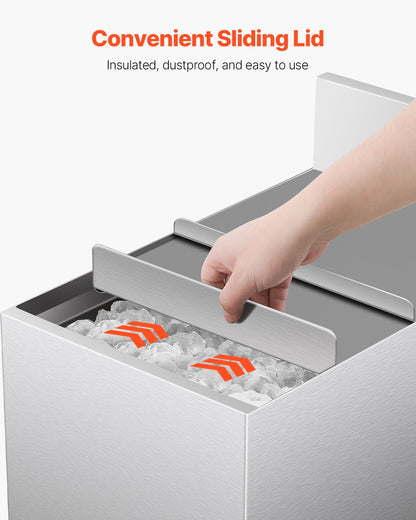 Commercial Ice Bin 28 L Underbar Ice Bin med Skjutlock Flaskhållare