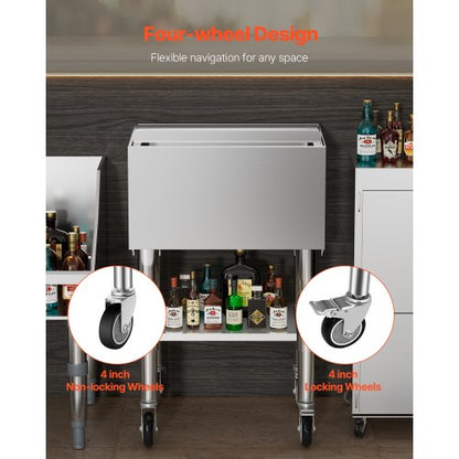 Commercial Ice Bin 61,6 L Iskista på hjul med bottenförvaringsfack |  EU
