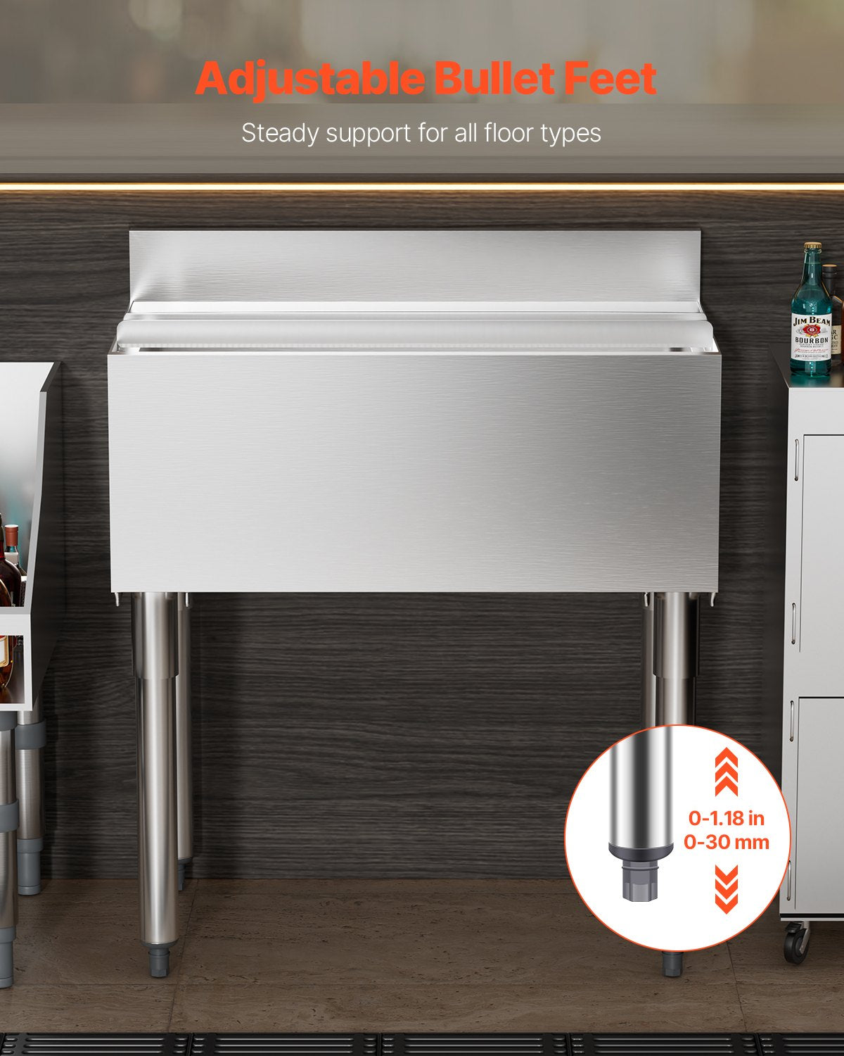 Commercial Ice Bin 78,4 L Underbar Ice Bin med skjutlock för kök