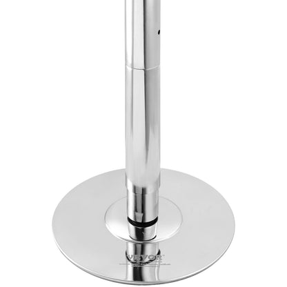 Professionell Dansstav, Snurrande statisk Dansstavsats, Bärbar, avtagbar stolpe, 45 mm kraftig rostfri stålstav, höjdjusterbar träningsstav, för träningshemklubbgym, Silver