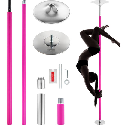 Professionell Dansstav, Snurrande statisk Dansstavsats, Bärbar, avtagbar stolpe, 40 mm Heavy-Duty Rostfritt Stål Stång, Höjdjusterbar Fitness Stång, För Träning Hemmaklubb Gym, Rosa