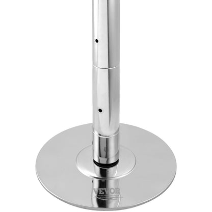 Professionell Dansstav, Snurrande statisk Dansstavsats, Bärbar, avtagbar stolpe, 45 mm kraftig rostfri stålstav, höjdjusterbar träningsstav, för träningshemklubbgym, Silver