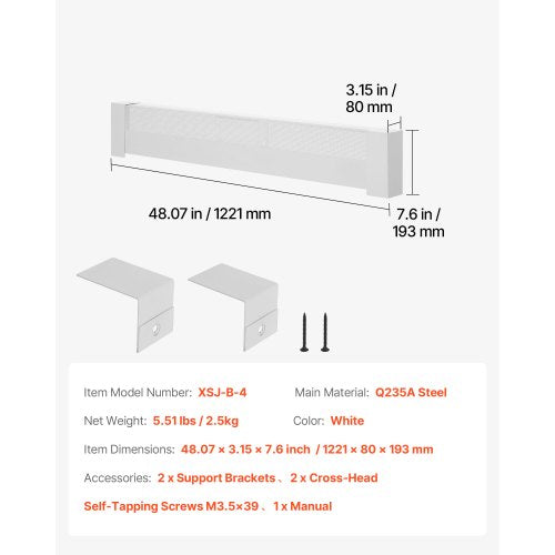 Golvlistervärmarskydd, Basic Series 1211 mm Standard Elvärmare Frontskydd för Hemförbättring, Kraftigt Stål, Enkel Montering för Sovrum Byte av Gammalt Skydd, Vit |  EU
