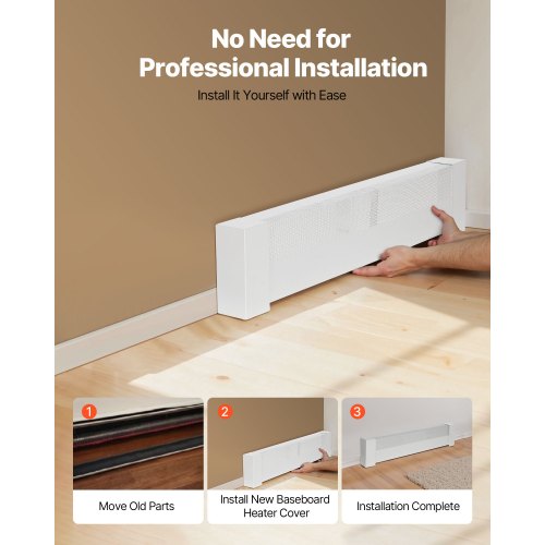 Golvlistervärmarskydd, Basic Series 916 mm Standard Elvärmare Frontskydd för Hemförbättring, Kraftigt Stål, Enkel Montering för Sovrum Byte av Gammalt Skydd, Vit |  EU
