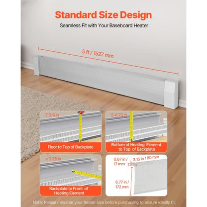 Golvlistervärmarskydd, Premium-serien 1527 mm Standard Elvärmare Frontskydd för Hemförbättring, Kraftigt Stål, Enkel Montering för Sovrum Byte av Gammalt Skydd, Vit |  EU