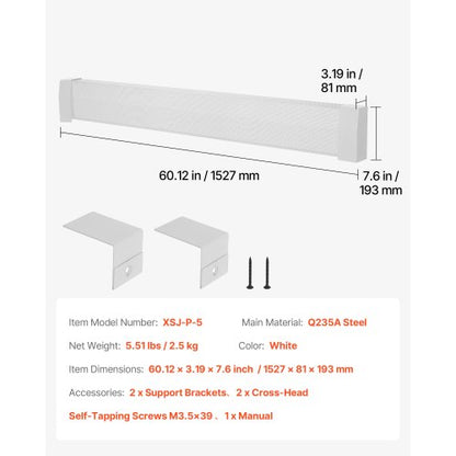 Golvlistervärmarskydd, Premium-serien 1527 mm Standard Elvärmare Frontskydd för Hemförbättring, Kraftigt Stål, Enkel Montering för Sovrum Byte av Gammalt Skydd, Vit |  EU
