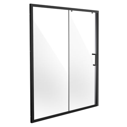 Frameless shower door, 57.7-59" x 70" tempered glass 1/4" matte black