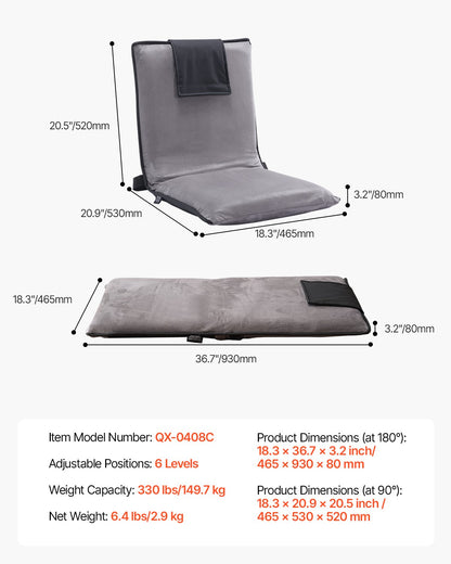 Floor chair with backrest Folding Floor chair 6 adjustable positions