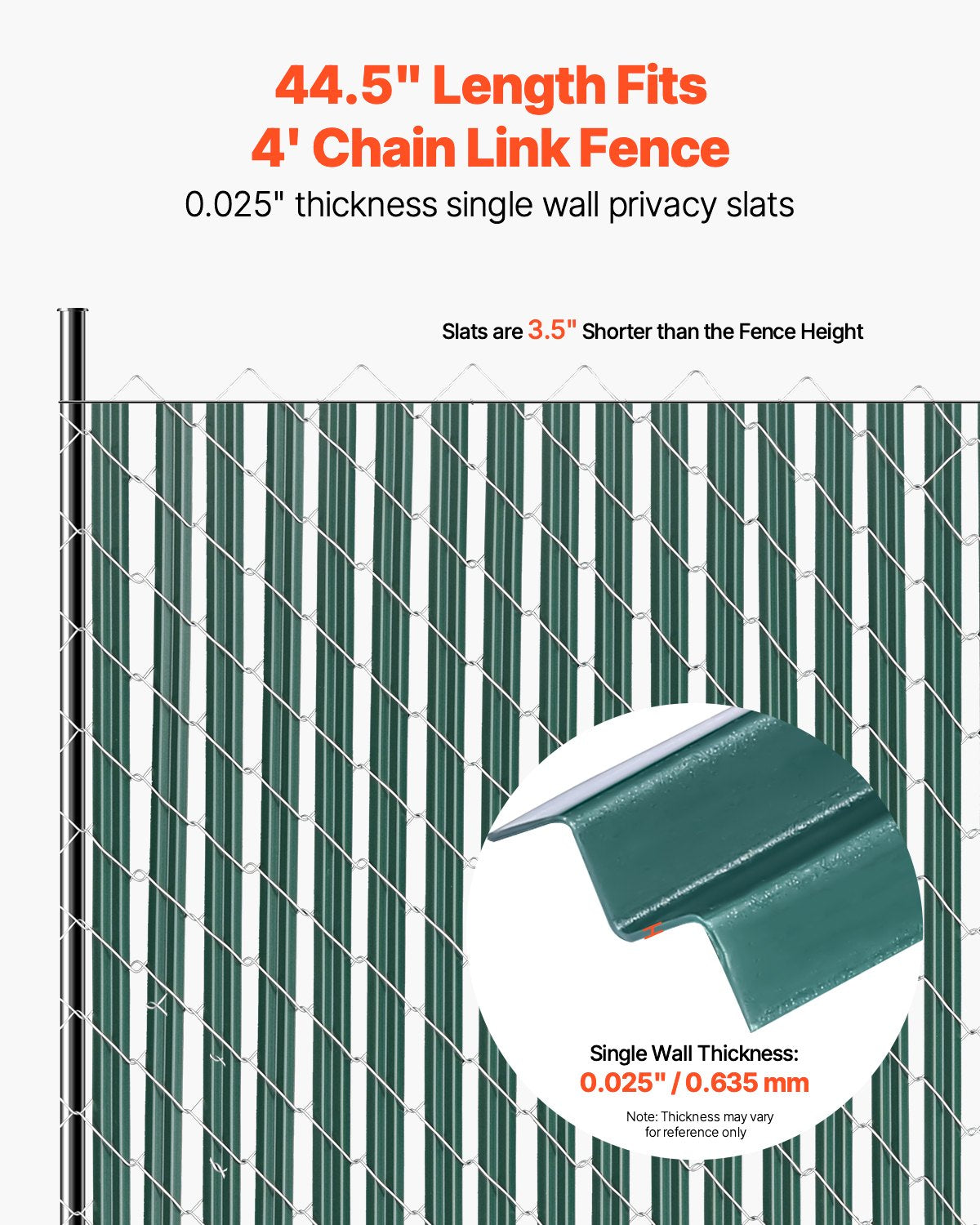Chain Link Fence Privacy Slats Single Wall for 4' High Fence Bottom Lock