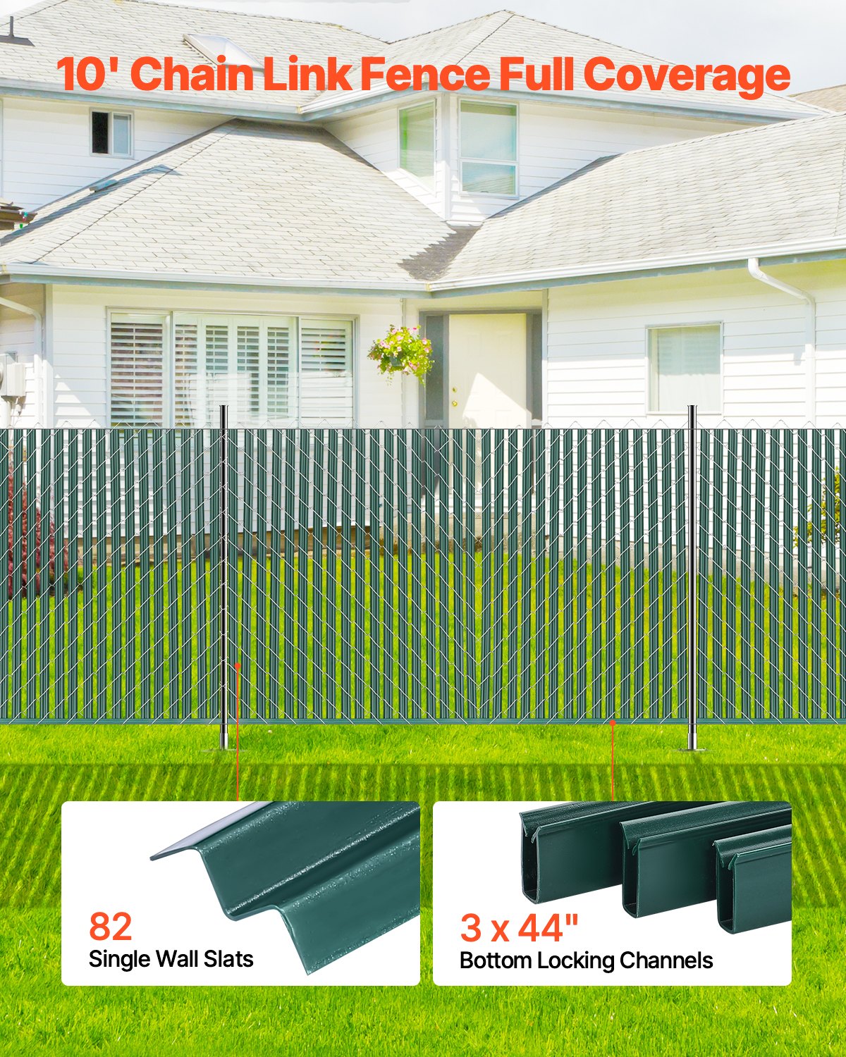 Chain Link Fence Privacy Slats Single Wall for 4' High Fence Bottom Lock