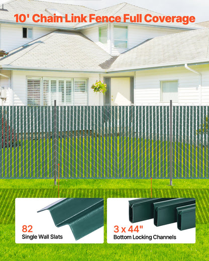 Chain Link Fence Privacy Slats Single Wall for 4' High Fence Bottom Lock